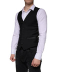 Dolce & Gabbana Black Wool Waistcoat Dress Formal Vest