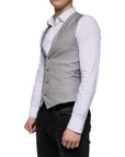 Dolce & Gabbana Light Gray Wool Formal Dress Waistcoat Vest