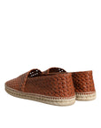 Dolce & Gabbana Maroon Woven Leather Men Espadrille Shoes