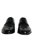 Dolce & Gabbana Black Leather Lace Up Men Derby Formal Shoes