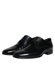 Dolce & Gabbana Black Leather Lace Up Men Derby Formal Shoes