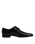 Dolce & Gabbana Black Leather Lace Up Men Derby Formal Shoes