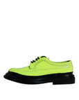 Dolce & Gabbana Neon Green Leather Lace Up Derby Dress Shoes