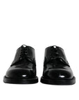 Dolce & Gabbana Black Leather Lace Up Men Derby Formal Shoes