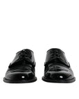 Dolce & Gabbana Black Leather Lace Up Men Derby Formal Shoes