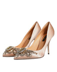 Dolce & Gabbana Beige Satin Crystal High Heels Pumps Shoes