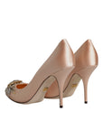 Dolce & Gabbana Beige Satin Crystal High Heels Pumps Shoes