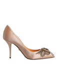 Dolce & Gabbana Beige Satin Crystal High Heels Pumps Shoes
