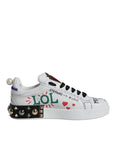 Dolce & Gabbana White Heart Studded Low Top Sneakers Shoes