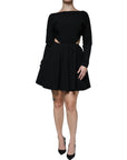 Dolce & Gabbana Black Viscose Cut Out A-line Long Sleeves Mini Dress