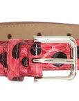 Dolce & Gabbana Polka Dot Snakeskin Belt with Silver Buckle