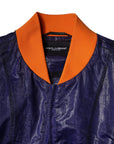 Dolce & Gabbana Blue Cotton Stretch Full Zip Bomber Jacket
