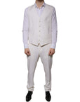 Dolce & Gabbana White Wool Silk 3 Piece SlimFit Formal Suit