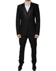 Dolce & Gabbana Black Wool 3 Piece Slim Fit Formal Suit