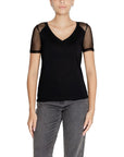 Jacqueline De Yong Black Cotton Tops & T-Shirt