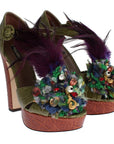 Dolce & Gabbana Multicolor Crystal Platform Sandals