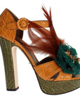 Dolce & Gabbana Multicolor Crystal Ankle Strap Platform Sandals