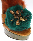Dolce & Gabbana Multicolor Crystal Ankle Strap Platform Sandals