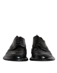 Dolce & Gabbana Black Leather Derby Wingtip Formal Shoes