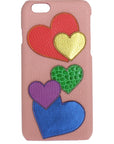 Dolce & Gabbana Chic Pink Leather Heart-Embellished Phone Cover