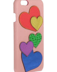 Dolce & Gabbana Chic Pink Leather Heart-Embellished Phone Cover