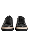 Dolce & Gabbana Black Leather Low Top Men Sneakers Shoes