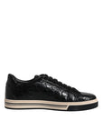 Dolce & Gabbana Black Leather Low Top Men Sneakers Shoes