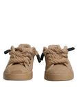 Dolce & Gabbana Brown Jute Fabric Low Top Men Sneakers Shoes
