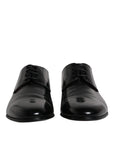 Dolce & Gabbana Black Leather Lace Up Men Derby Formal Shoes