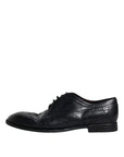 Dolce & Gabbana Blue Leather Derby Wingtip Formal Shoes