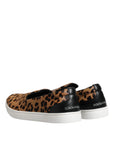 Dolce & Gabbana Brown Calfskin Fur Leopard Men Sneakers Shoes