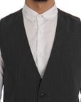 Dolce & Gabbana Elegant Striped Gray Waistcoat Vest
