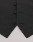 Dolce & Gabbana Elegant Striped Gray Waistcoat Vest