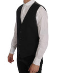 Dolce & Gabbana Elegant Striped Gray Waistcoat Vest