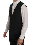 Dolce & Gabbana Elegant Gray Striped Men's Waistcoat Vest