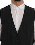 Dolce & Gabbana Elegant Gray Striped Men's Waistcoat Vest