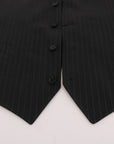 Dolce & Gabbana Elegant Gray Striped Men's Waistcoat Vest