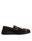 Dolce & Gabbana Brown Suede DG Family Slip On Flats Shoes
