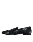 Dolce & Gabbana Black Logo Cotton Loafers Formal Dress Shoes