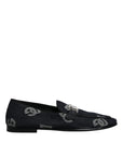 Dolce & Gabbana Black Logo Cotton Loafers Formal Dress Shoes