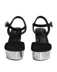 Dolce & Gabbana Black Mirror Heels Platform Sandals Shoes