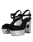 Dolce & Gabbana Black Mirror Heels Platform Sandals Shoes
