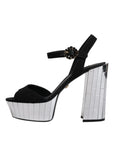 Dolce & Gabbana Black Mirror Heels Platform Sandals Shoes