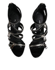 Dolce & Gabbana Black Zipper Ankle Strap Heels Sandals Shoes