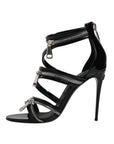 Dolce & Gabbana Black Zipper Ankle Strap Heels Sandals Shoes