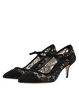 Dolce & Gabbana Black Mary Jane Taormina Lace Pumps Shoes