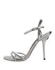Dolce & Gabbana Silver Keira Ankle Strap Sandals Shoes