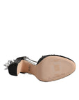 Dolce & Gabbana Black Silver Sequin Ankle Strap Sandals Shoes