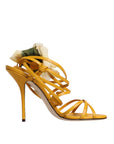 Dolce & Gabbana Yellow Flower Applique Keira Sandals Shoes