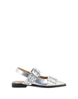 Ganni Buckle Metallic Ballerinas